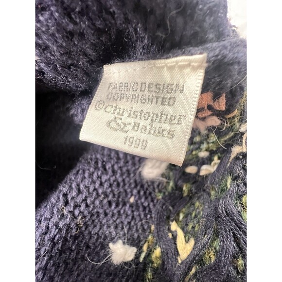 Vintage Snowman Cardigan Hand Embroidered Christopher & Banks Size L Christmas - Picture 12 of 16